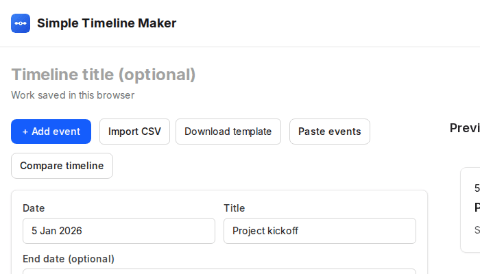 CSV import button in Simple Timeline Maker